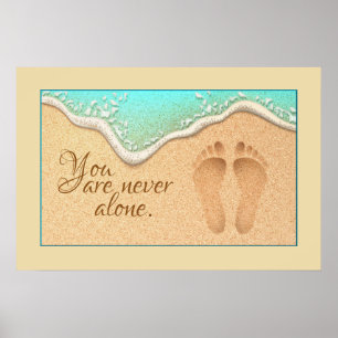 Glaube ein Set der Fußspuren in den Sand Poster