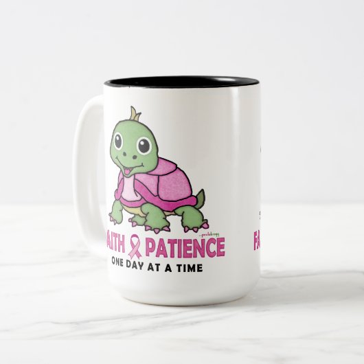 Glaube eine Geduld: Zweifarbige Tasse (Vorderseite Links)