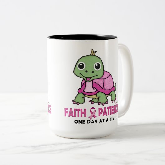 Glaube eine Geduld: Zweifarbige Tasse (VorderseiteRechts)