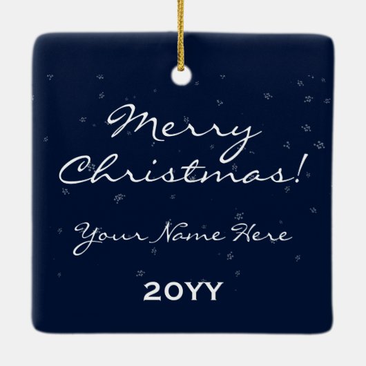 Glaube einfach | Snow Overlay Foto Frohe Weihnacht Keramikornament (Rückseite)