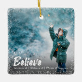 Glaube einfach | Snow Overlay Foto Frohe Weihnacht Keramikornament (Vorderseite)