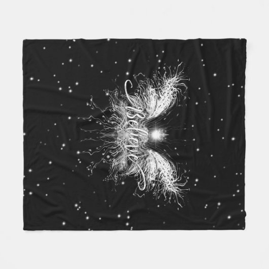 Glaube Fairy Starlight Fantasy Black Fleecedecke (Vorderseite (Horizontal))