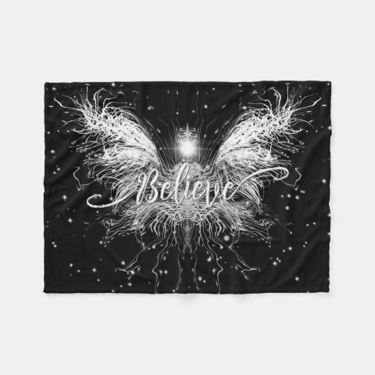 Glaube Fairy Starlight Fantasy Black Fleecedecke (Vorderseite (Horizontal))