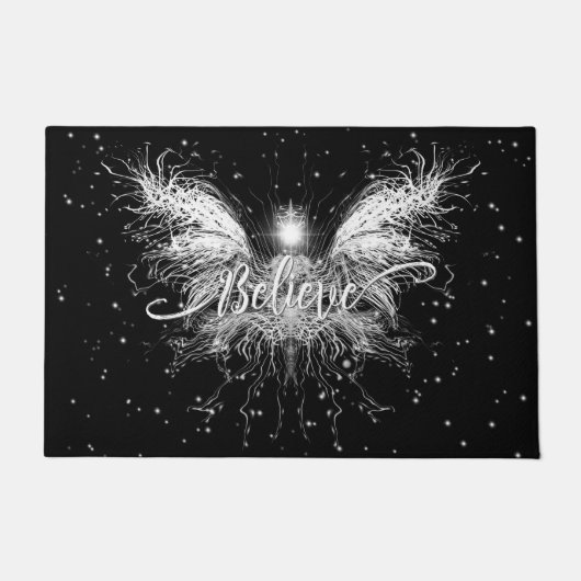 Glaube Fairy Starlight Fantasy Black Fußmatte (Vorderseite)