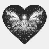 Glaube Fairy Starlight Fantasy Black Herz-Aufkleber (Vorderseite)