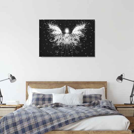Glaube Fairy Starlight Fantasy Black Leinwanddruck (Insitu (Schlafzimmer))
