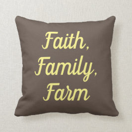 Glaube, Familie, Bauernhof, Sattelbraun und Gelb  Kissen