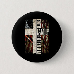 Glaube Familie Dom - Patriotisch Christlich Vintag Button