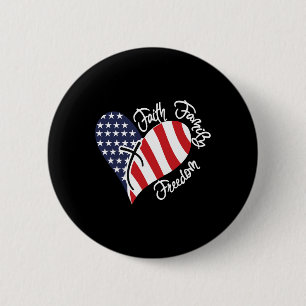 Glaube Familie Freiheit Herz Christlich Patriotisc Button