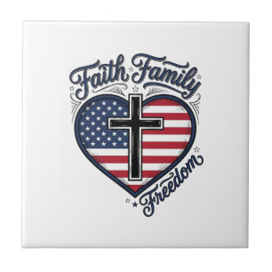 Glaube Familie Freiheit Patriotisches Kreuz Herz S Fliese