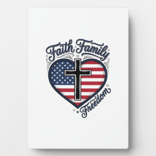 Glaube Familie Freiheit Patriotisches Kreuz Herz S Fotoplatte