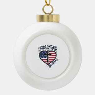 Glaube Familie Freiheit Patriotisches Kreuz Herz S Keramik Kugel-Ornament