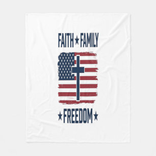 Glaube Familie Freiheit Patriotisches Kreuz USA-Fl Fleecedecke