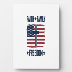 Glaube Familie Freiheit Patriotisches Kreuz USA-Fl Fotoplatte
