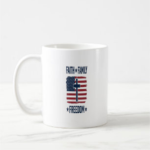 Glaube Familie Freiheit Patriotisches Kreuz USA-Fl Kaffeetasse