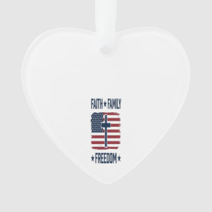 Glaube Familie Freiheit Patriotisches Kreuz USA-Fl Ornament
