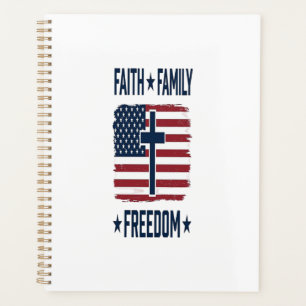 Glaube Familie Freiheit Patriotisches Kreuz USA-Fl Planer