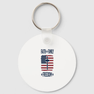 Glaube Familie Freiheit Patriotisches Kreuz USA-Fl Schlüsselanhänger