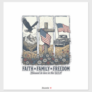 Glaube Familie Freiheit Vintage Patriotischer Adle Aufkleber