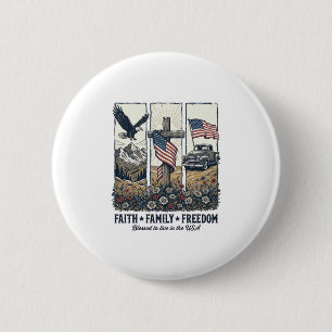 Glaube Familie Freiheit Vintage Patriotischer Adle Button