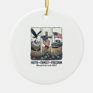 Glaube Familie Freiheit Vintage Patriotischer Adle Keramik Ornament