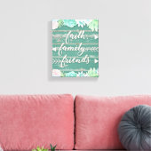 Glaube, Familie, Freunde Aqua und rosa Sukkulturen Leinwanddruck (Insitu (Wohnzimmer))