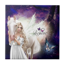 Glaube Fantasy Fairy Angel mit dem Weißen Pferd