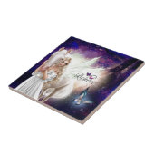 Glaube Fantasy Fairy Angel mit dem Weißen Pferd Fliese (Seite)