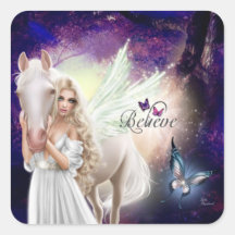Glaube Fantasy Fairy Angel mit dem Weißen Pferd