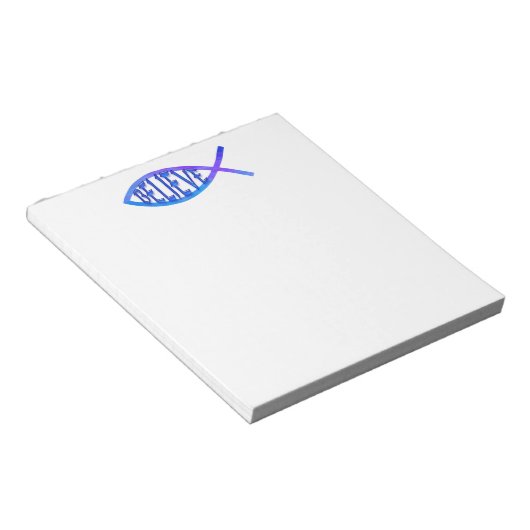 Glaube Fisch - blau Notizblock (angewinkelt)