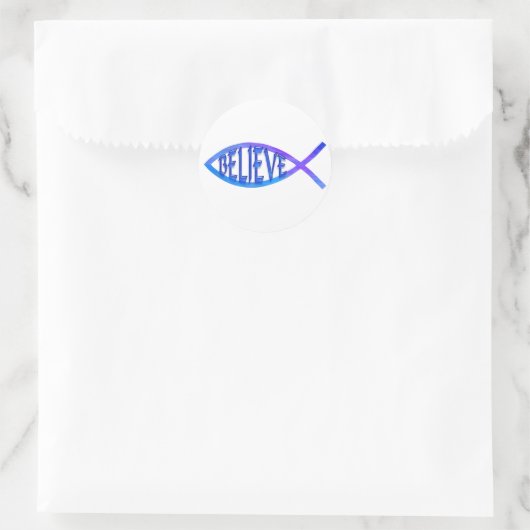 Glaube Fisch - blau Runder Aufkleber (Tasche)