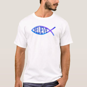 Glaube Fisch - blau T-Shirt