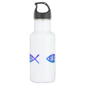Glaube Fisch - blau Trinkflasche (Rückseite)