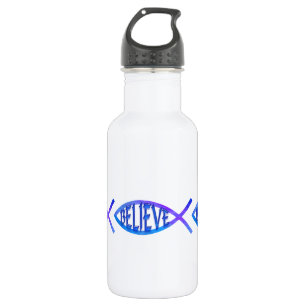 Glaube Fisch - blau Trinkflasche