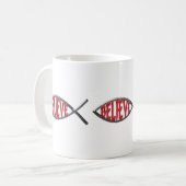 Glaube Fisch - rot Kaffeetasse (Vorderseite Links)