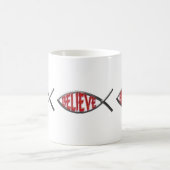Glaube Fisch - rot Kaffeetasse (Mittel)