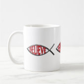 Glaube Fisch - rot Kaffeetasse (Links)