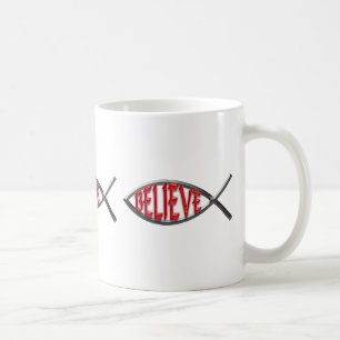 Glaube Fisch - rot Kaffeetasse