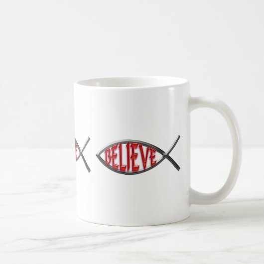 Glaube Fisch - rot Kaffeetasse (Rechts)