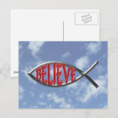 Glaube Fisch - rot Postkarte (Vorne/Hinten)