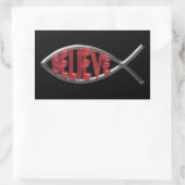 Glaube Fisch - Rot Rechteckiger Aufkleber (Tasche)