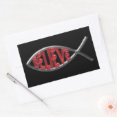 Glaube Fisch - Rot Rechteckiger Aufkleber (Umschlag)