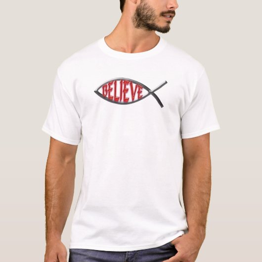 Glaube Fisch - rot T-Shirt (Vorderseite)