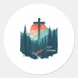 Glaube & Fitness Christlich - Workout Motivation Runder Aufkleber