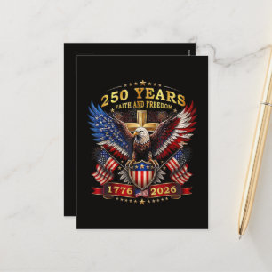 Glaube Freiheit 250 Jahre 1776 2026 Patriotischer  Feiertagspostkarte