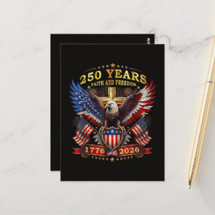 Glaube Freiheit 250 Jahre 1776 2026 Patriotischer  Postkarte