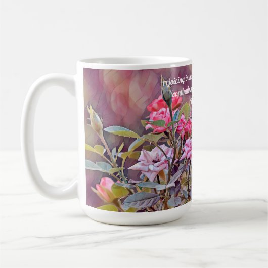 Glaube Freude, Hoffnung Blume Bibel Verse Tasse (Links)