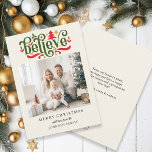 Glaube frohe Weihnachten! Modernes, einfaches Foto Feiertagskarte<br><div class="desc">Kundenspezifische Weihnachts-Weihnachten-Foto-Urlaubskarte. Modern & einfach für Papier- und Digitalliebhaber in Print und Download.</div>