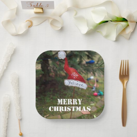 Glaube frohe Weihnachtsmannshut Pappteller (Hochzeit)