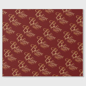 Glaube Gold Red Christmas Holiday Elegante Skript Geschenkpapier (Flach)